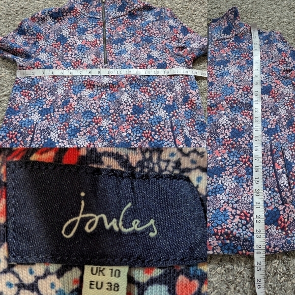 Joules Fairdale pink blue ditsy floral 1/3 zip pullover sweatshirt 6 - Picture 7 of 10